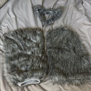 Furry gray costume boot covers leg leg warmers